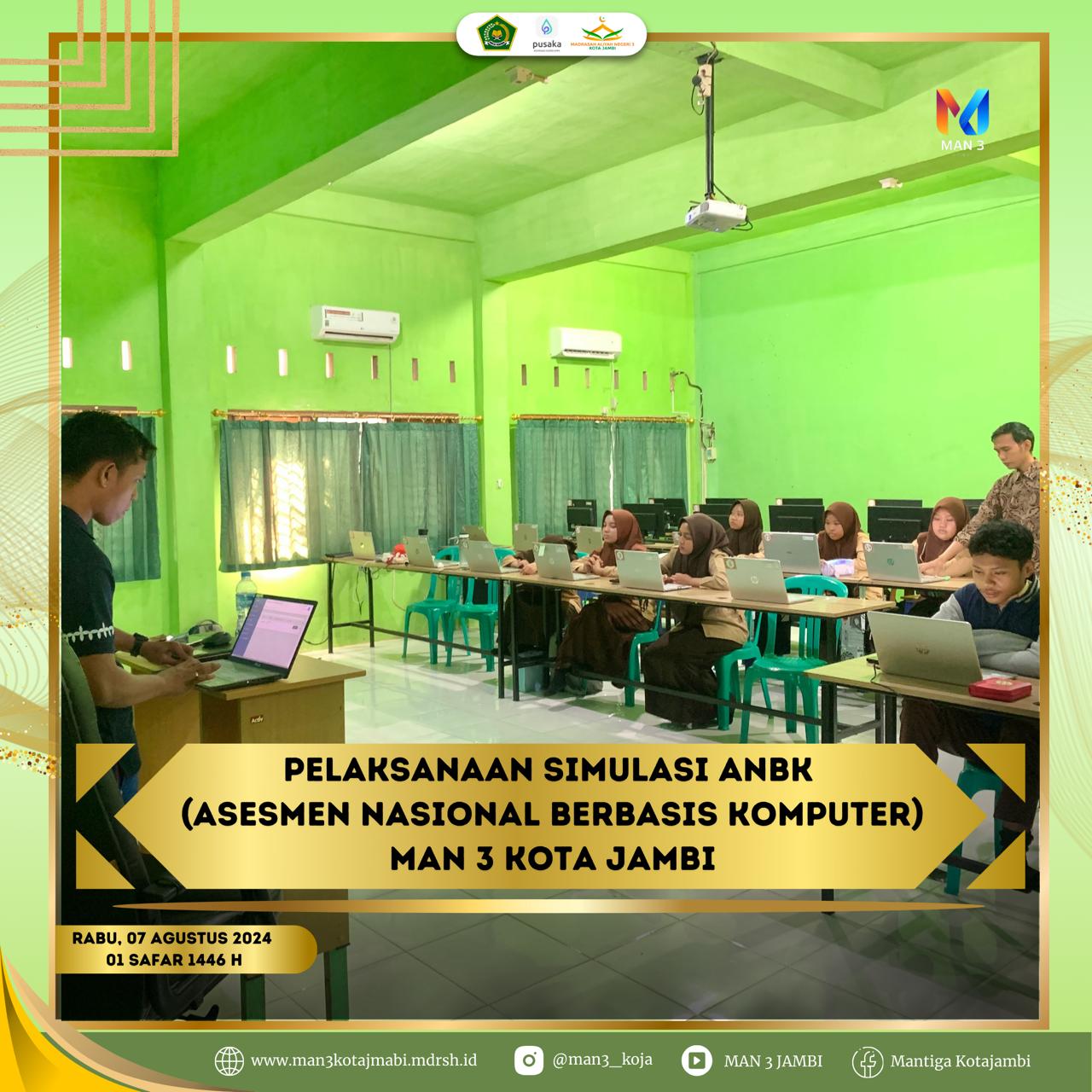 Siap Hadapi ANBK, Siswa MAN 3 Kota Jambi Ikuti Simulasi di Laboratorium Komputer