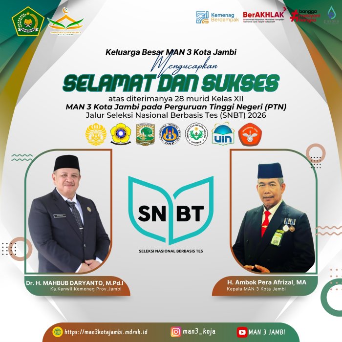 Luar Biasa! MAN 3 Kota Jambi Antar 28 Siswa ke PTN Favorit, UI Jadi Sorotan